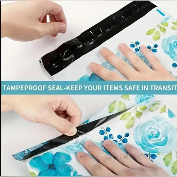 10”x13” Blue Floral Poly Self Adhesive Mailers 50 Count - Picture 4 of 6